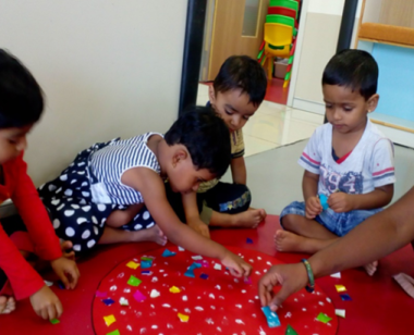 Sticking paper on a tomato cut out!