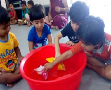 We are floating paper boats!